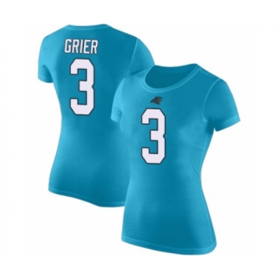 Football Women's Carolina Panthers #3 Will Grier Blue Rush Pride Name & Number T-Shirt - Ujersey