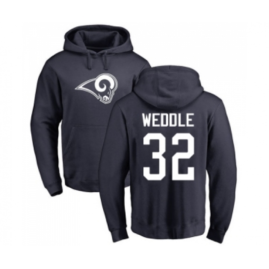 Football Los Angeles Rams #32 Eric Weddle Navy Blue Name & Number Logo Pullover Hoodie - Ujersey
