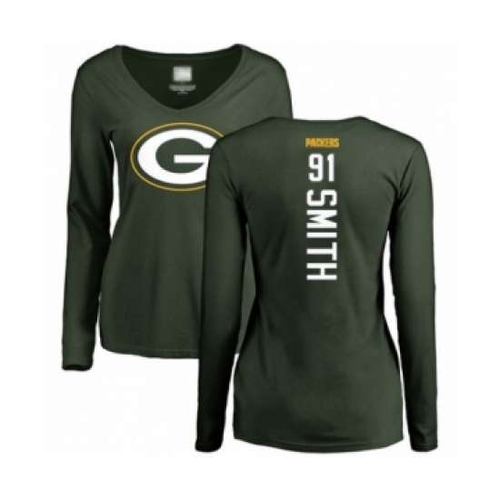 Football Women's Green Bay Packers #91 Preston Smith Green Backer Long Sleeve T-Shir - Ujersey