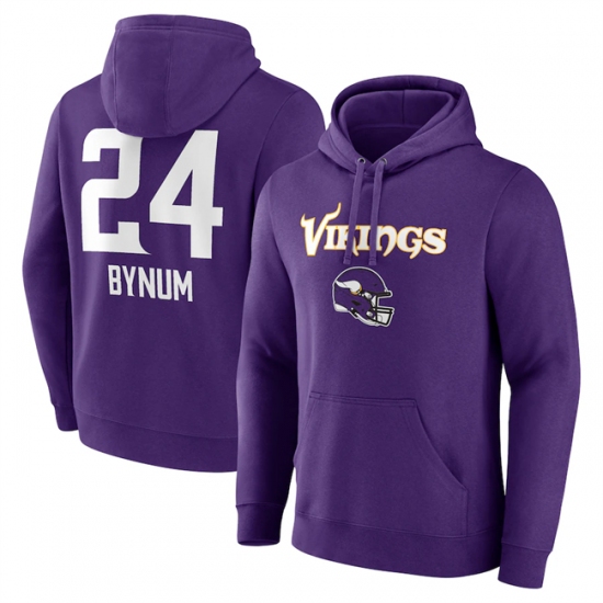 Men's Minnesota Vikings #24 Camryn Bynum Purple Team Wordmark Player Name & Number Pullover Hoodie - Ujersey