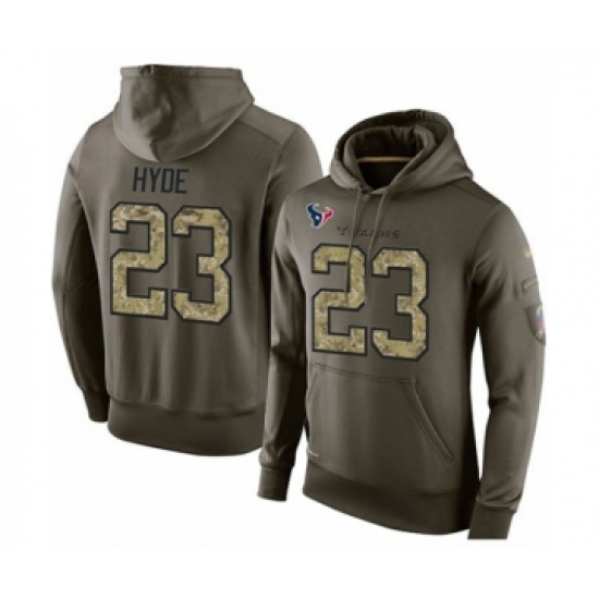 Football Men's Houston Texans #23 Carlos Hyde Green Salute To Service Pullover Hoodie - Ujersey