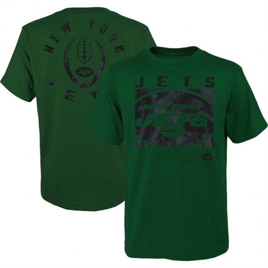 Men's New York Jets Green Preschool Liquid Camo Logo T Shirt - Ujersey