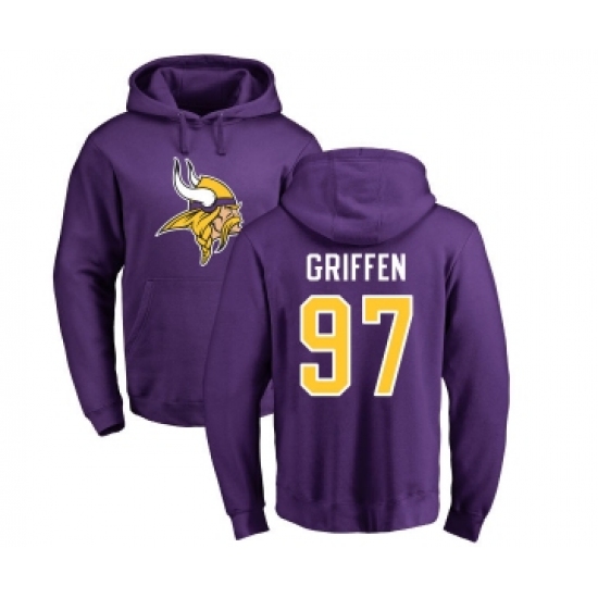 Football Minnesota Vikings #97 Everson Griffen Purple Name & Number Logo Pullover Hoodie - Ujersey