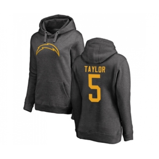 Football Women's Los Angeles Chargers #5 Tyrod Taylor Ash One Color Pullover Hoodie - Ujersey