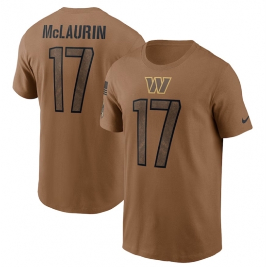 Men's Washington Commanders #17 Terry McLaurin 2023 Brown Salute To Service T Shirt - Ujersey