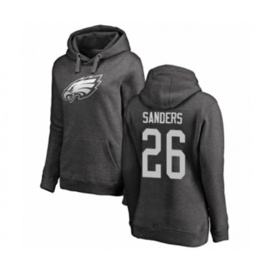 Women's Philadelphia Eagles #26 Miles Sanders Ash One Color Pullover Hoodie - Ujersey