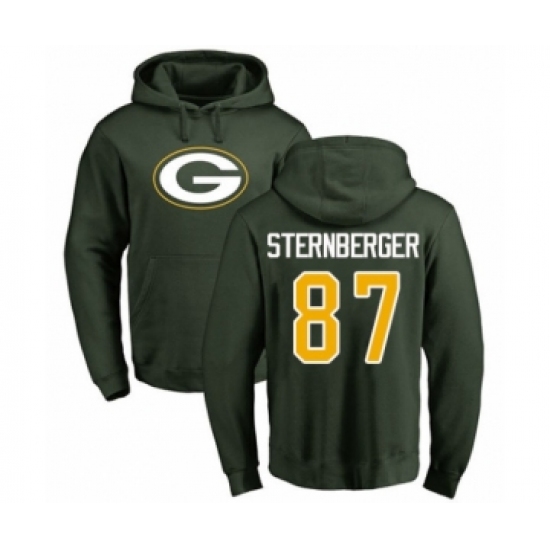 Football Green Bay Packers #87 Jace Sternberger Green Name & Number Logo Pullover Hoodie - Ujersey