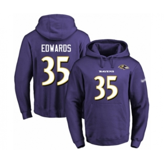 Football Men's Baltimore Ravens #35 Gus Edwards Purple Name & Number Pullover Hoodie - Ujersey