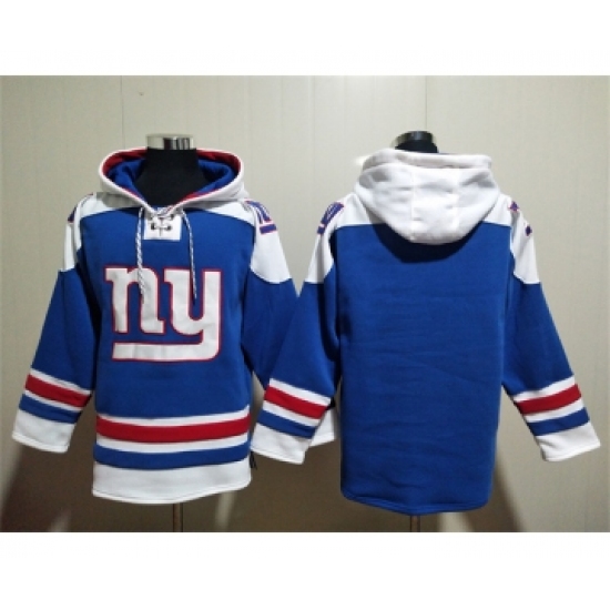 Men's New York Giants Blank Blue Lace-Up Pullover Hoodie - Ujersey