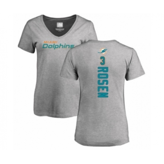 Football Women's Miami Dolphins #3 Josh Rosen Ash Backer T-Shirt - Ujersey