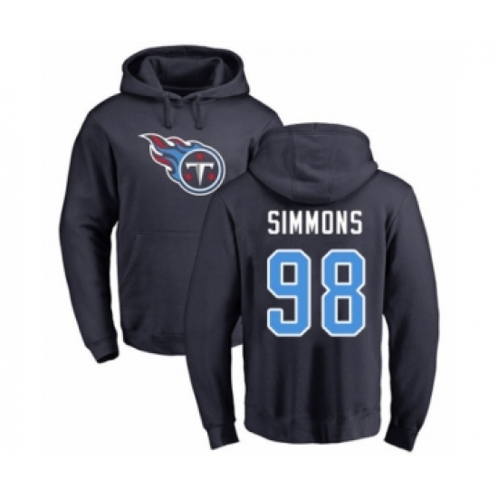 Football Tennessee Titans #98 Jeffery Simmons Navy Blue Name & Number Logo Pullover Hoodie - Ujersey