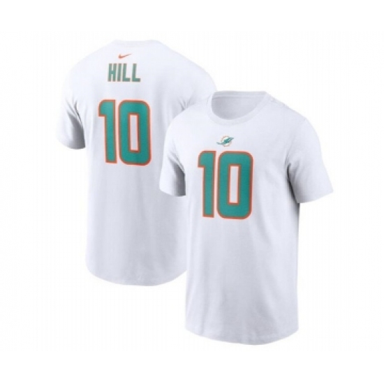 Men's Miami Dolphins #10 Tyreek Hill 2022 White Name & Number T-Shirt - Ujersey