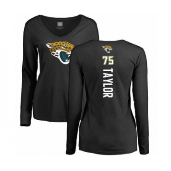 Football Women's Jacksonville Jaguars #75 Jawaan Taylor Black Backer Slim Fit Long Sleeve T-Shirt - Ujersey