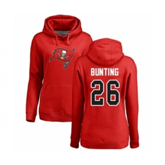 Football Women's Tampa Bay Buccaneers #26 Sean Bunting Red Name & Number Logo Pullover Hoodie - Ujersey