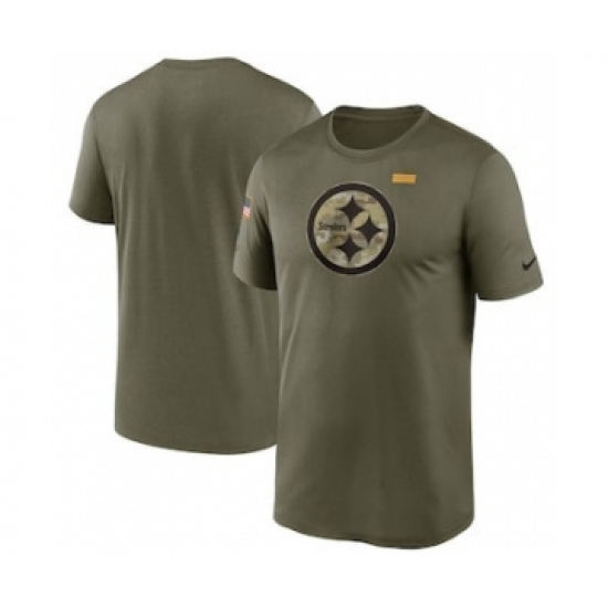 Men's Pittsburgh Steelers Football Olive 2021 Salute To Service Legend Performance T-Shirt - Ujersey
