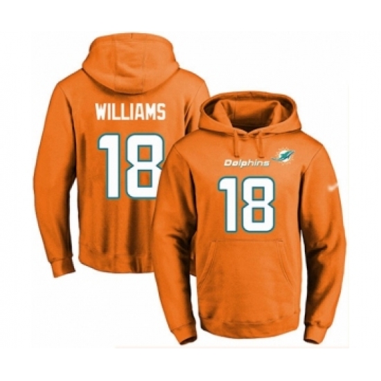 Football Men's Miami Dolphins #18 Preston Williams Orange Name & Number Pullover Hoodie - Ujersey