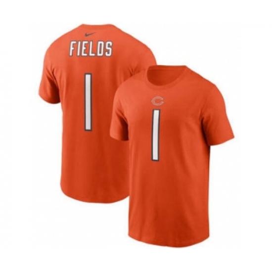 Men's Chicago Bears #1 Justin Fields 2021 Orange Football Draft First Round Pick Player Name & Number T-Shirt - Ujersey