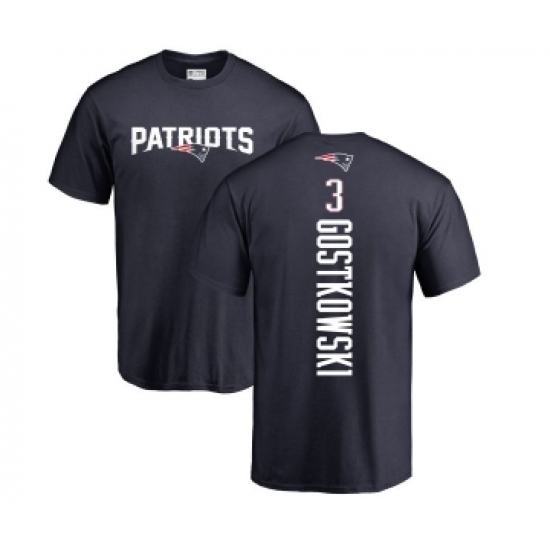 Football New England Patriots #3 Stephen Gostkowski Navy Blue Backer T-Shirt - Ujersey