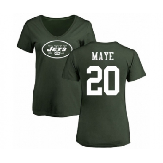Football Women's New York Jets #20 Marcus Maye Green Name & Number Logo T-Shirt - Ujersey