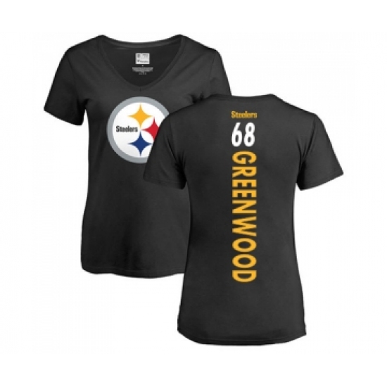 Football Women's Pittsburgh Steelers #68 L.C. Greenwood Black Backer Slim Fit T-Shirt - Ujersey