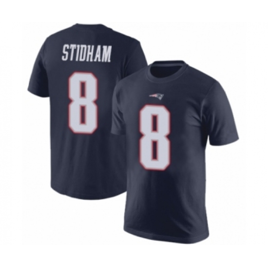 Football New England Patriots #8 Jarrett Stidham Navy Blue Rush Pride Name & Number T-Shirt - Ujersey