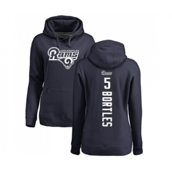 Football Women's Los Angeles Rams #5 Blake Bortles Navy Blue Backer Pullover Hoodie - Ujersey
