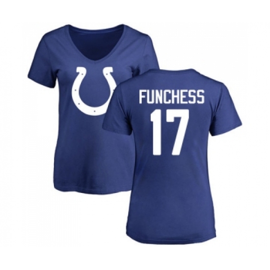 Football Women's Indianapolis Colts #17 Devin Funchess Royal Blue Name & Number Logo T-Shirt - Ujersey