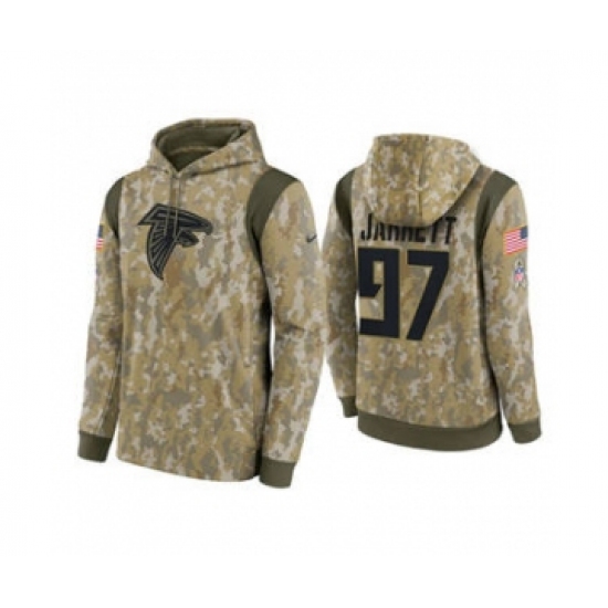 Men's Atlanta Falcons #97 Grady Jarrett Camo 2021 Salute To Service Therma Performance Pullover Football Hoodie - Ujersey