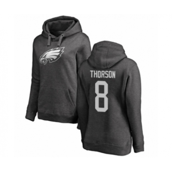 Women's Philadelphia Eagles #8 Clayton Thorson Ash One Color Pullover Hoodie - Ujersey