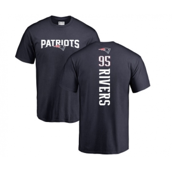 Football New England Patriots #95 Derek Rivers Navy Blue Name & Number Logo Long Sleeve T-Shirt - Ujersey
