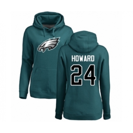 Women's Philadelphia Eagles #24 Jordan Howard Green Name & Number Logo Pullover Hoodie - Ujersey