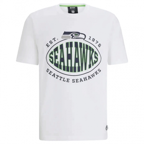 Men's Seattle Seahawks White BOSS X Trap T Shirt - Ujersey