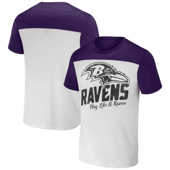 Men's Baltimore Ravens Cream Purple X Darius Rucker Collection Colorblocked T Shirt - Ujersey