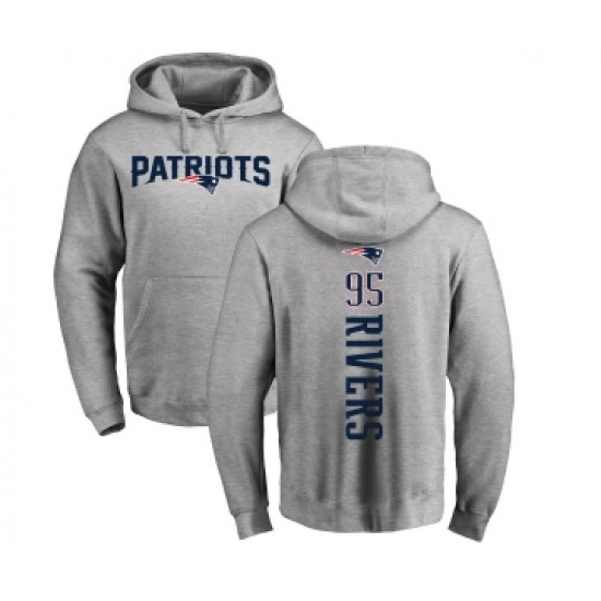Football New England Patriots #95 Derek Rivers Ash Backer Pullover Hoodie - Ujersey