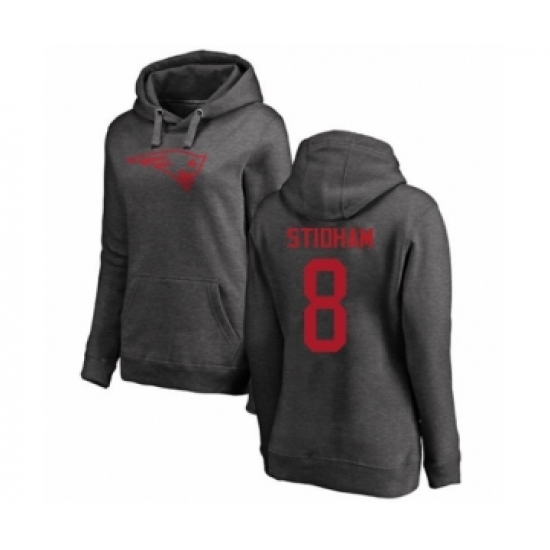 Football Women's New England Patriots #8 Jarrett Stidham Ash One Color Pullover Hoodie - Ujersey