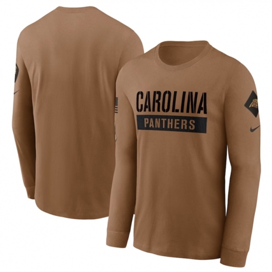 Men's Carolina Panthers 2023 Brown Salute To Service Long Sleeve T Shirt - Ujersey