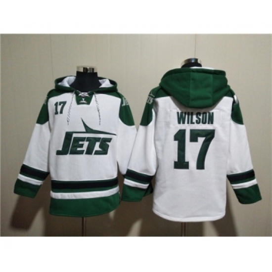 Men's New York Jets #17 Garrett Wilson White Ageless Must-Have Lace-Up Pullover Hoodie - Ujersey