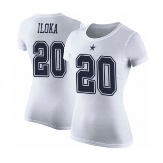 Football Women's Dallas Cowboys #20 George Iloka White Rush Pride Name & Number T-Shirt - Ujersey