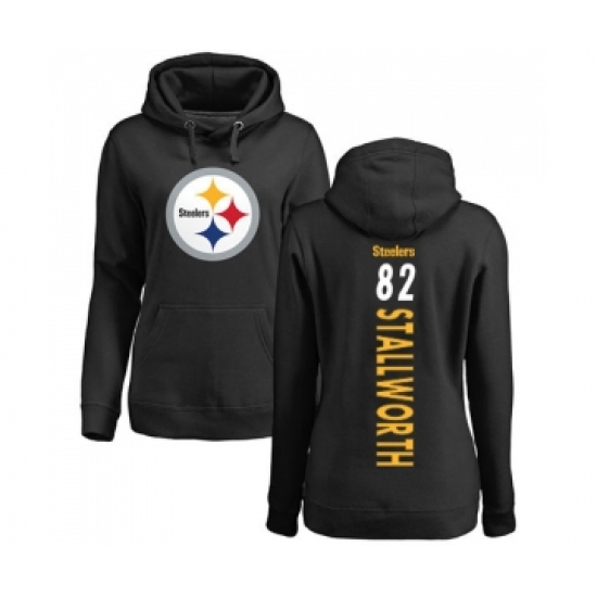 Football Women's Pittsburgh Steelers #82 John Stallworth Black Backer Pullover Hoodie - Ujersey