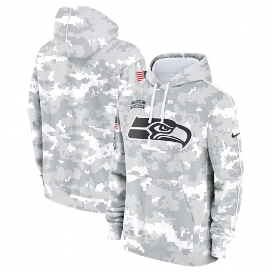 Men's Seattle Seahawks 2024 Arctic Camo Salute To Service Club Fleece Pullover Hoodie - Ujersey