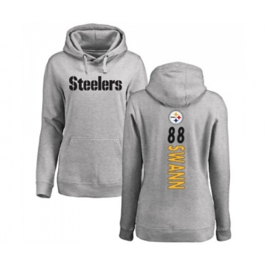 Football Women's Pittsburgh Steelers #88 Lynn Swann Ash Backer Pullover Hoodie - Ujersey