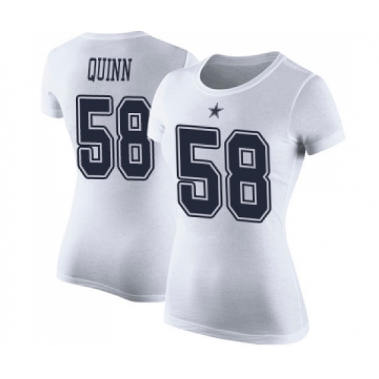 Football Women's Dallas Cowboys #58 Robert Quinn White Rush Pride Name & Number T-Shirt - Ujersey