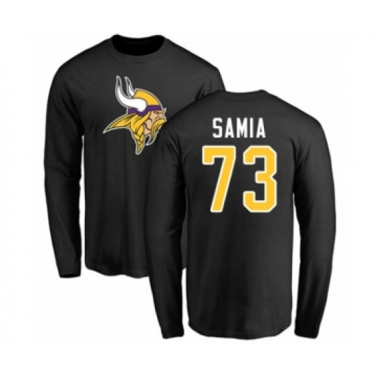 Football Minnesota Vikings #73 Dru Samia Black Name & Number Logo Long Sleeve T-Shirt - Ujersey