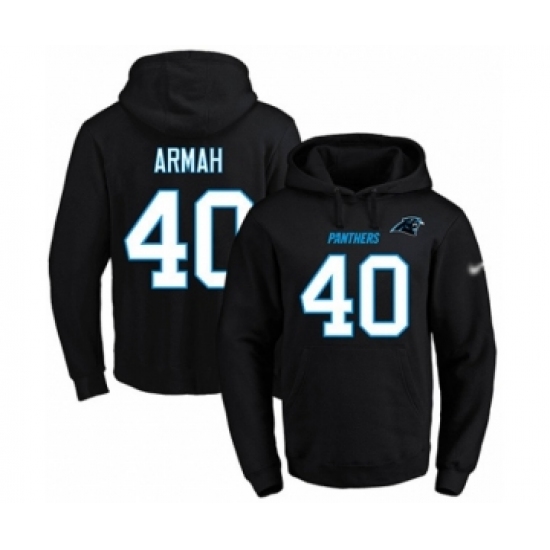 Football Men's Carolina Panthers #40 Alex Armah Black Name & Number Pullover Hoodie - Ujersey