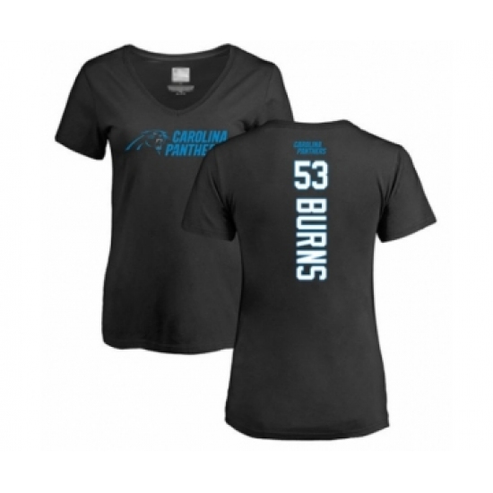 Football Women's Carolina Panthers #53 Brian Burns Black Backer T-Shirt - Ujersey