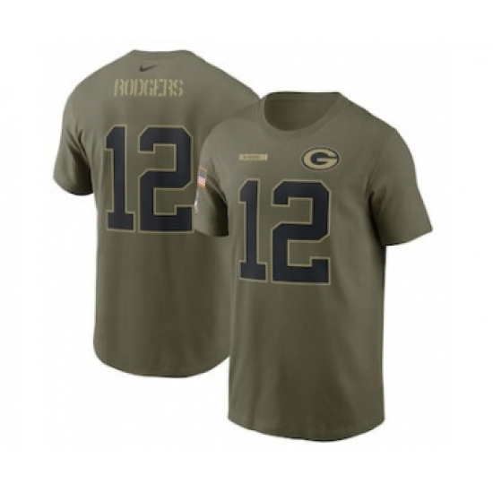 Men's Green Bay Packers Aaron Rodgers Football Camo 2021 Salute To Service Name & Number T-Shirt - Ujersey