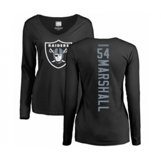 Football Women's Oakland Raiders #54 Brandon Marshall Black Backer Long Sleeve T-Shirt - Ujersey