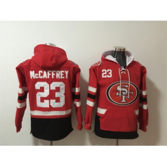 Men's San Francisco 49ers #23 Christian McCaffrey Red Black Ageless Must-Have Lace-Up Pullover Hoodie - Ujersey