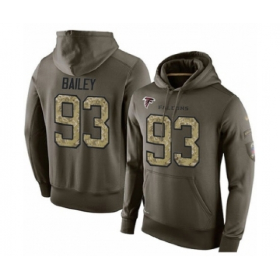 Football Men's Atlanta Falcons #93 Allen Bailey Green Salute To Service Pullover Hoodie - Ujersey