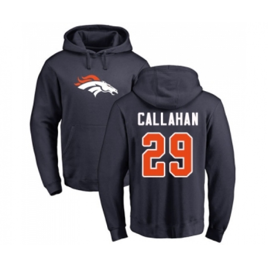 Football Denver Broncos #29 Bryce Callahan Navy Blue Name & Number Logo Pullover Hoodie - Ujersey